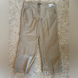 NWT New York & Company Chino Wide Leg Flare Mid Rise Khaki Trousers 14 Petite